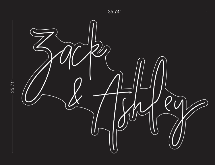 Custom "Zack & Ashley" Neon Sign NeonPilgrim